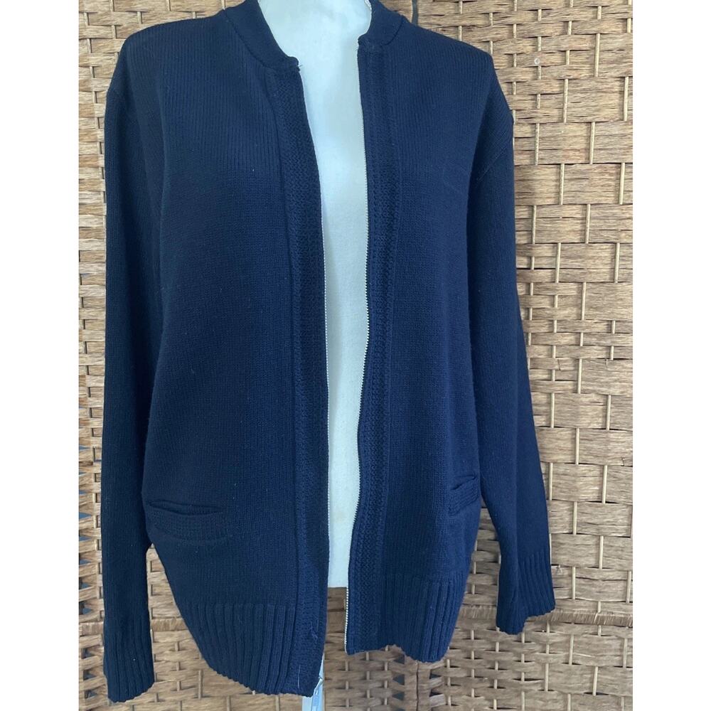 Brookfield Uniforms VTG Kansas City USPS Full Zip Sweater Black Made USA Large
